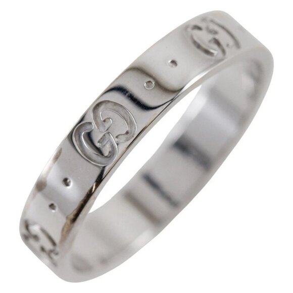 GUCCI icon Ring K18 white gold #8.2(US Size) 3.9g unisex - Picture 1 of 11
